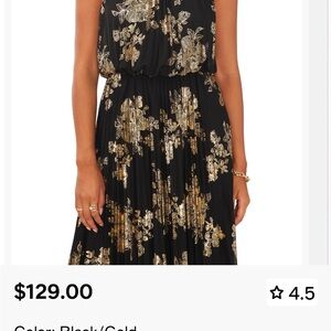 MSK Black and Gold Floral Maxi Dress